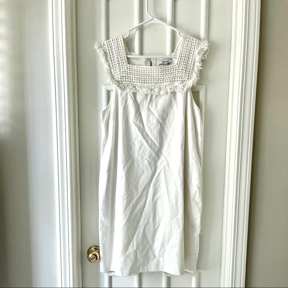 Madewell White Cotton Crochet Tassel Mini Dress - Picture 1 of 4